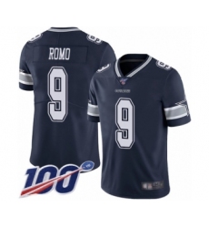Men's Dallas Cowboys #9 Tony Romo Navy Blue Team Color Vapor Untouchable Limited Player 100th Season Football Jersey