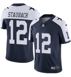 Men's Nike Dallas Cowboys #12 Roger Staubach Navy Blue Throwback Alternate Vapor Untouchable Limited Player NFL Jersey