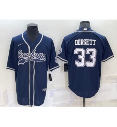Men's Dallas Cowboys #33 Tony Dorsett Navy Blue Stitched Cool Base Nike Baseball Jersey