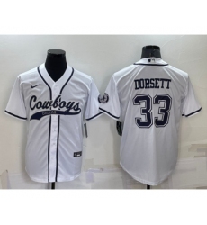 Men's Dallas Cowboys #33 Tony Dorsett White Stitched Cool Base Nike Baseball Jersey