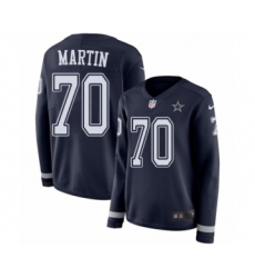 Women's Nike Dallas Cowboys #70 Zack Martin Limited Navy Blue Therma Long Sleeve NFL Jersey