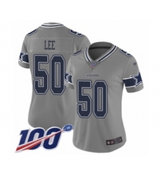 Women's Dallas Cowboys #50 Sean Lee Limited Gray Inverted Legend 100th Season Football Jersey