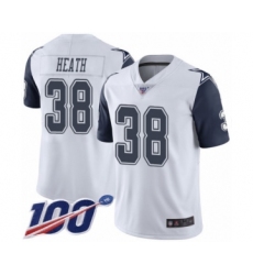 Men's Dallas Cowboys #38 Jeff Heath Limited White Rush Vapor Untouchable 100th Season Football Jersey