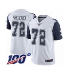 Men's Dallas Cowboys #72 Travis Frederick Limited White Rush Vapor Untouchable 100th Season Football Jersey