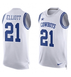 Men's Nike Dallas Cowboys #21 Ezekiel Elliott Limited White Player Name & Number Tank Top NFL Jersey