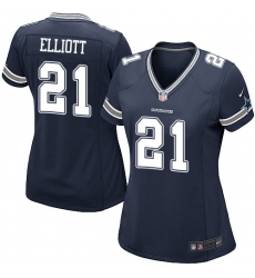 Women's Nike Dallas Cowboys #21 Ezekiel Elliott Game Navy Blue Team Color NFL Jersey