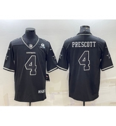 Men's Dallas Cowboys #4 Dak Prescott Black With 1960 Patch Limited Stitched Football Jersey