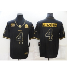 Men's Dallas Cowboys #4 Dak Prescott Nike Black Gold Throwback Limited Jersey