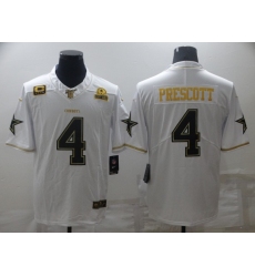 Men's Dallas Cowboys #4 Dak Prescott White Gold Limited Player Jersey