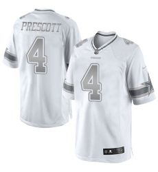 Men's Nike Dallas Cowboys #4 Dak Prescott Limited White Platinum NFL Jersey