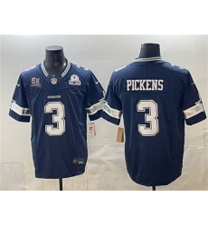 Men's Dallas Cowboys #3 George pickens Navy F.U.S.E. With 5x Super Bowl Champions & Established In 1960 Vapor Limited Football Stitched Jersey