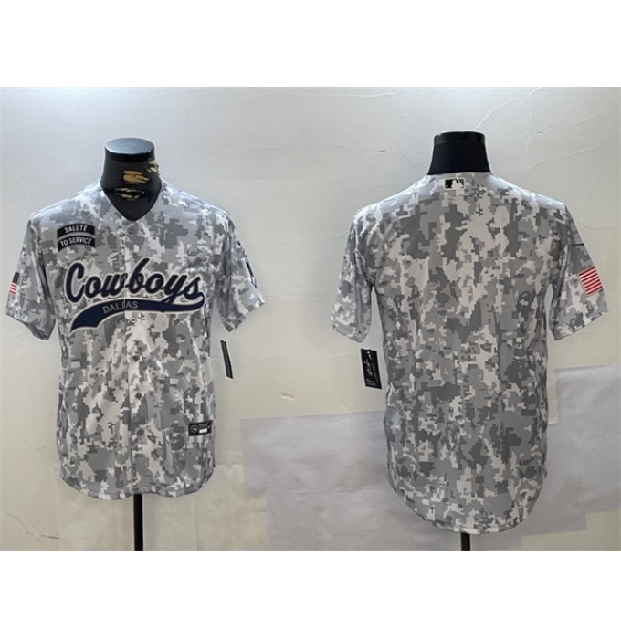 Men's Dallas Cowboys Blank 2024 Arctic Camo Salute To Service Stitched Baseball Jersey