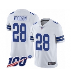 Men's Dallas Cowboys #28 Darren Woodson White Vapor Untouchable Limited Player 100th Season Football Jersey