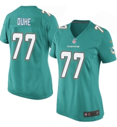 Women's Nike Miami Dolphins #77 Adam Joseph Duhe Game Aqua Green Team Color NFL Jersey