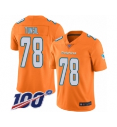 Men's Miami Dolphins #78 Laremy Tunsil Limited Orange Rush Vapor Untouchable 100th Season Football Jersey