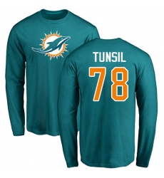 NFL Nike Miami Dolphins #78 Laremy Tunsil Aqua Green Name & Number Logo Long Sleeve T-Shirt