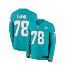 Youth Nike Miami Dolphins #78 Laremy Tunsil Limited Aqua Therma Long Sleeve NFL Jersey