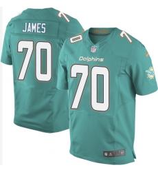 Men's Nike Miami Dolphins #70 Ja'Wuan James Elite Aqua Green Team Color NFL Jersey