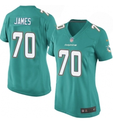 Women's Nike Miami Dolphins #70 Ja'Wuan James Game Aqua Green Team Color NFL Jersey