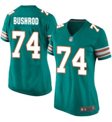 Women's Nike Miami Dolphins #74 Jermon Bushrod Game Aqua Green Alternate NFL Jersey