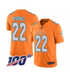 Men's Miami Dolphins #22 T.J. McDonald Limited Orange Rush Vapor Untouchable 100th Season Football Jersey