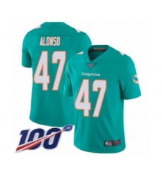 Men's Miami Dolphins #47 Kiko Alonso Aqua Green Team Color Vapor Untouchable Limited Player 100th Season Football Jersey