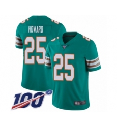 Men's Miami Dolphins #25 Xavien Howard Aqua Green Alternate Vapor Untouchable Limited Player 100th Season Football Jersey