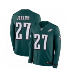 Youth Nike Philadelphia Eagles #27 Malcolm Jenkins Limited Green Therma Long Sleeve NFL Jersey