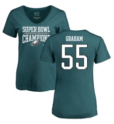 Women's Nike Philadelphia Eagles #55 Brandon Graham Green Super Bowl LII Champions V-Neck T-Shirt