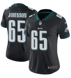 Women's Nike Philadelphia Eagles #65 Lane Johnson Black Alternate Vapor Untouchable Limited Player NFL Jersey