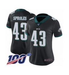 Women's Philadelphia Eagles #43 Darren Sproles Black Alternate Vapor Untouchable Limited Player 100th Season Football Jersey