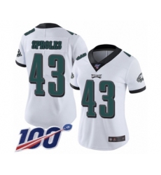 Women's Philadelphia Eagles #43 Darren Sproles White Vapor Untouchable Limited Player 100th Season Football Jersey