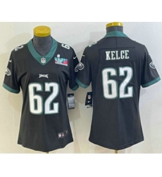 Women's Philadelphia Eagles #62 Jason Kelce Limited Black Super Bowl LVII Vapor Jersey