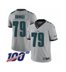 Youth Philadelphia Eagles #79 Brandon Brooks Limited Silver Inverted Legend 100th Season Football Jersey
