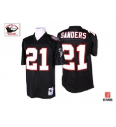 Men's Mitchell and Ness Atlanta Falcons #21 Deion Sanders Authentic Black Throwback NFL Jersey