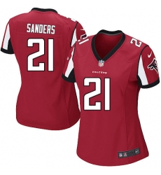 Women's Nike Atlanta Falcons #21 Deion Sanders Game Red Team Color NFL Jersey