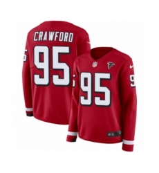 Women's Nike Atlanta Falcons #95 Jack Crawford Limited Red Therma Long Sleeve NFL Jersey