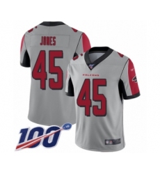 Youth Atlanta Falcons #45 Deion Jones Limited Silver Inverted Legend 100th Season Football Jersey