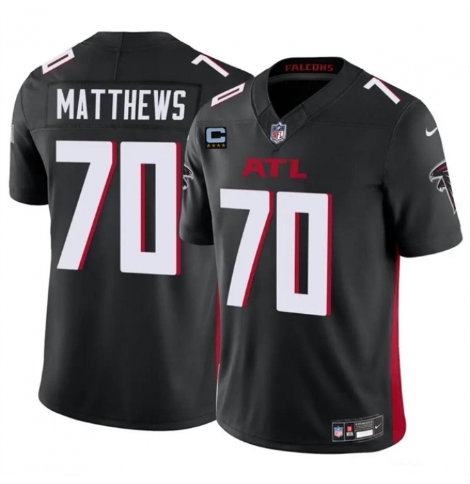 Men's Atlanta Falcons #70 Jake Matthews Black 2024 F.U.S.E With 4-Star C Vapor Untouchable Limited Stitched Football Jersey