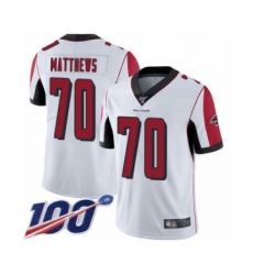 Men's Atlanta Falcons #70 Jake Matthews White Vapor Untouchable Limited Player 100th Season Football Jersey