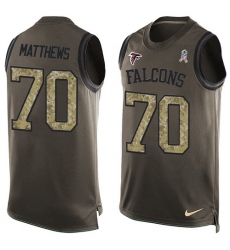 Men's Nike Atlanta Falcons #70 Jake Matthews Limited Green Salute to Service Tank Top NFL Jersey