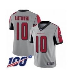 Men's Atlanta Falcons #10 Steve Bartkowski Limited Silver Inverted Legend 100th Season Football Jersey