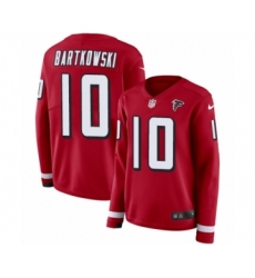 Women's Nike Atlanta Falcons #10 Steve Bartkowski Limited Red Therma Long Sleeve NFL Jersey