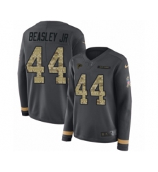 Women's Nike Atlanta Falcons #44 Vic Beasley Limited Black Salute to Service Therma Long Sleeve NFL Jersey