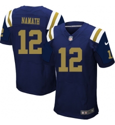Men's Nike New York Jets #12 Joe Namath Elite Navy Blue Alternate NFL Jersey