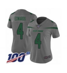 Women's New York Jets #4 Lac Edwards Limited Gray Inverted Legend 100th Season Football Jersey