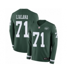 Men's Nike New York Jets #71 Ben Ijalana Limited Green Therma Long Sleeve NFL Jersey