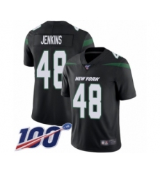Men's New York Jets #48 Jordan Jenkins Black Alternate Vapor Untouchable Limited Player 100th Season Football Jersey