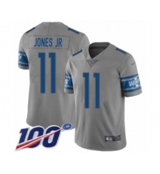 Men's Detroit Lions #11 Marvin Jones Jr Limited Gray Inverted Legend 100th Season Football Jersey