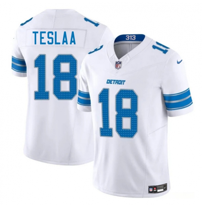 Men's Detroit Lions #18 Isaac TeSlaa White 2025 Draft F.U.S.E. Vapor Limited Football Stitched Jersey